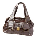 small lady's leather brown bag